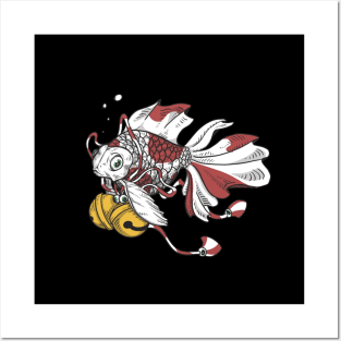 Japanese Goldfish with Lucky Bells Art Print Posters and Art